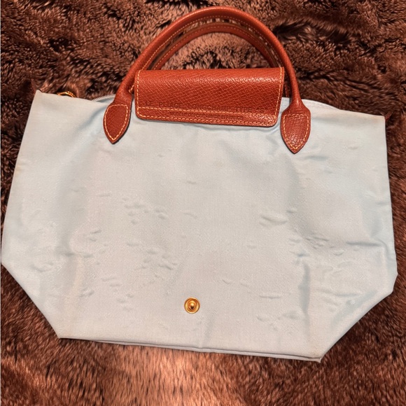 Longchamp Blue and Brown Tote Bag with 1621 Detail - Picture 4 of 5